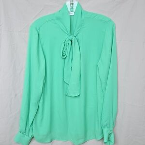 Ellen Weaver Green Blouse With Bow XL